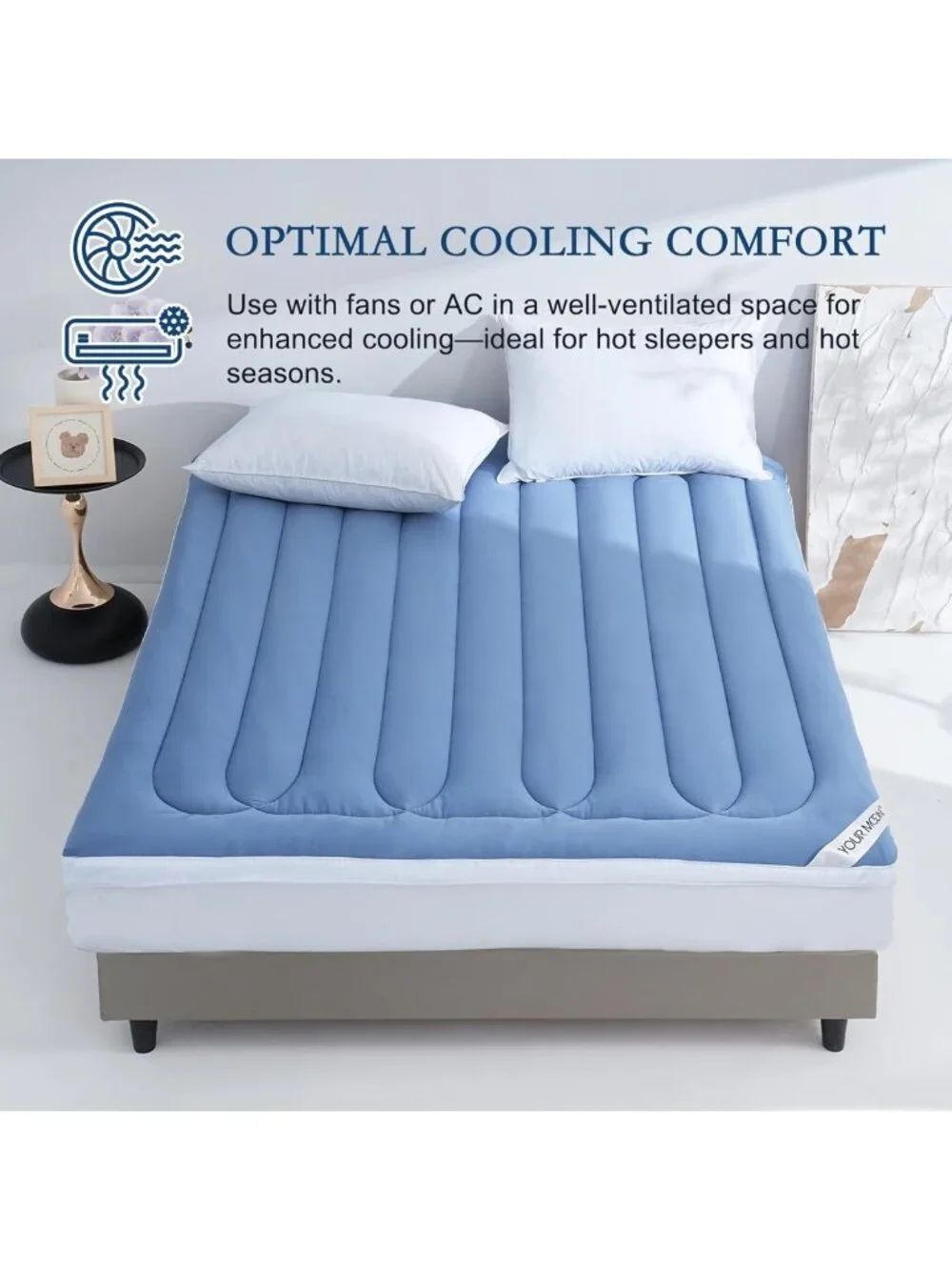 Cooling Queen Size Mattress Topper - Soft Quilted Bed Pad for Hot Sleepers